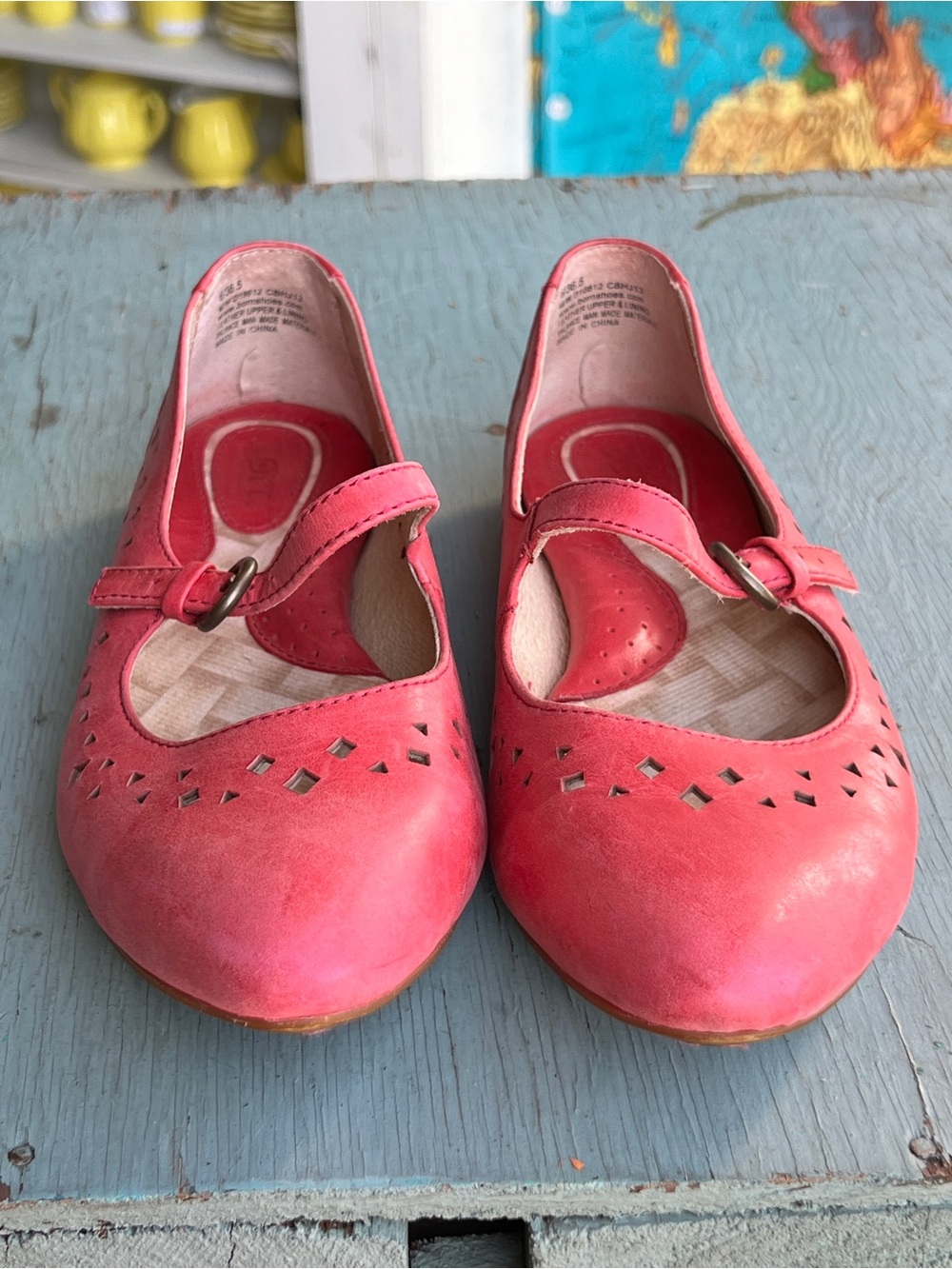 Born Coral Pink Mary Jane Flats with Cutout Detail